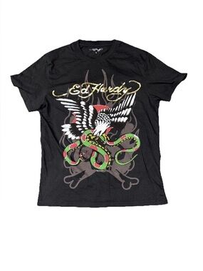Ed Hardy Eagle Snake Graphic Tee T-Shirt in Black Size Small